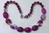 CGN253 20.5 inches 8mm round & 18*25mm oval agate necklaces