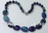 CGN255 20.5 inches 8mm round & 18*25mm oval agate necklaces