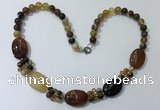 CGN272 18.5 inches 8mm round & 18*25mm oval agate beaded necklaces