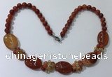 CGN275 18.5 inches 8mm round & 18*25mm oval agate beaded necklaces