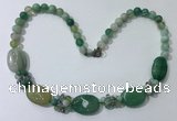 CGN277 18.5 inches 8mm round & 18*25mm oval agate beaded necklaces