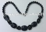 CGN278 18.5 inches 8mm round & 18*25mm oval agate beaded necklaces