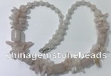 CGN300 27.5 inches chinese crystal & rose quartz beaded necklaces