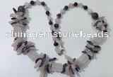 CGN302 27.5 inches chinese crystal & mixed quartz beaded necklaces