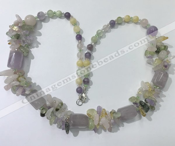 CGN303 27.5 inches chinese crystal & mixed quartz beaded necklaces