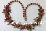 CGN306 27.5 inches chinese crystal & red agate beaded necklaces