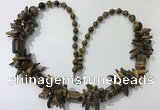 CGN308 27.5 inches chinese crystal & yellow tiger eye beaded necklaces