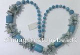 CGN311 27.5 inches chinese crystal & mixed gemstone beaded necklaces