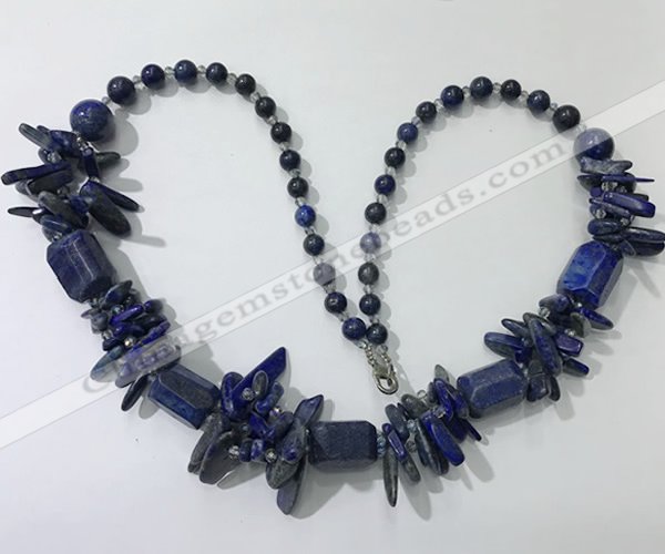 CGN313 27.5 inches chinese crystal & lapis lazuli beaded necklaces