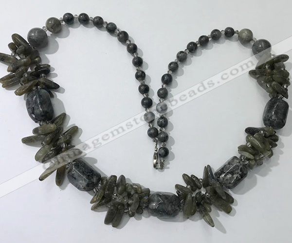 CGN314 27.5 inches chinese crystal & labradorite beaded necklaces