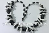 CGN317 chinese crystal, white porcelain & black agate beaded necklaces