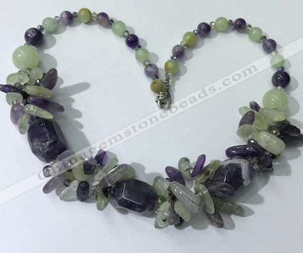 CGN330 20.5 inches chinese crystal & mixed gemstone beaded necklaces