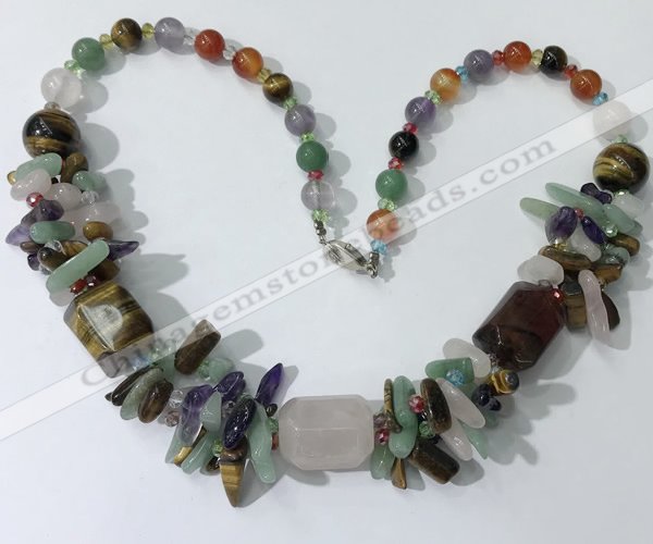 CGN332 20.5 inches chinese crystal & mixed gemstone beaded necklaces