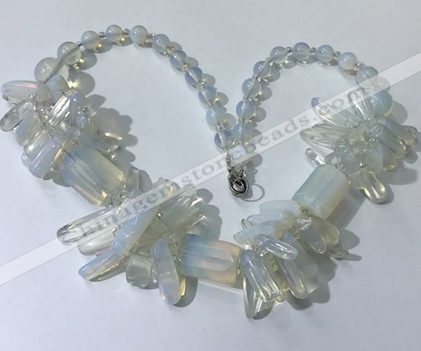 CGN334 20.5 inches chinese crystal & opal beaded necklaces
