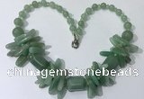 CGN336 20.5 inches chinese crystal & green aventurine beaded necklaces