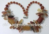 CGN338 20.5 inches chinese crystal & red agate beaded necklaces