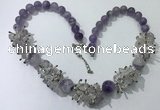 CGN351 19.5 inches chinese crystal & light amethyst beaded necklaces