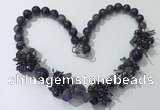 CGN352 19.5 inches chinese crystal & amethyst beaded necklaces