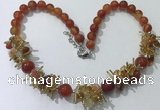 CGN355 19.5 inches chinese crystal & red agate beaded necklaces