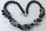 CGN360 19.5 inches chinese crystal & blue goldstone beaded necklaces