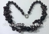 CGN375 19.5 inches round & chips garnet beaded necklaces