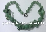 CGN380 23 inches round & chips green aventurine beaded necklaces