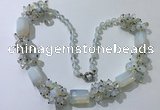 CGN388 23 inches chinese crystal & opal beaded necklaces