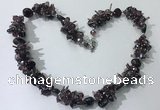 CGN407 19.5 inches chinese crystal & garnet chips beaded necklaces