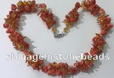 CGN418 19.5 inches chinese crystal & coral chips beaded necklaces