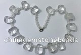 CGN440 21.5 inches freeform white crystal gemstone beaded necklaces