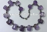 CGN441 21.5 inches freeform amethyst gemstone beaded necklaces