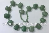 CGN442 21.5 inches freeform green aventurine beaded necklaces