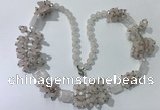 CGN450 25.5 inches chinese crystal & rose quartz beaded necklaces