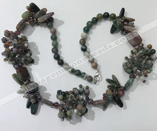 CGN453 25.5 inches chinese crystal & Indian agate beaded necklaces