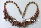 CGN464 22 inches chinese crystal & goldstone beaded necklaces