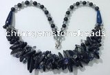 CGN465 22 inches chinese crystal & blue goldstone beaded necklaces