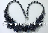 CGN466 22 inches chinese crystal & blue goldstone beaded necklaces