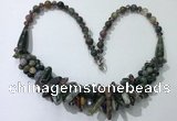 CGN467 22 inches chinese crystal & Indian agate beaded necklaces