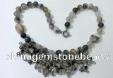 CGN475 21.5 inches chinese crystal & striped agate beaded necklaces