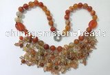 CGN480 21.5 inches chinese crystal & striped agate beaded necklaces