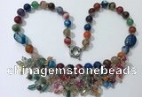 CGN488 21.5 inches chinese crystal & striped agate beaded necklaces