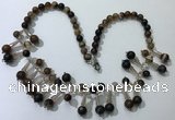 CGN496 21 inches chinese crystal & striped agate beaded necklaces