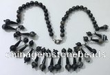 CGN497 21 inches chinese crystal & striped agate beaded necklaces