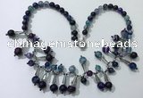 CGN498 21 inches chinese crystal & striped agate beaded necklaces