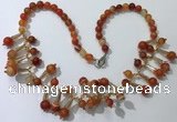 CGN499 21 inches chinese crystal & striped agate beaded necklaces