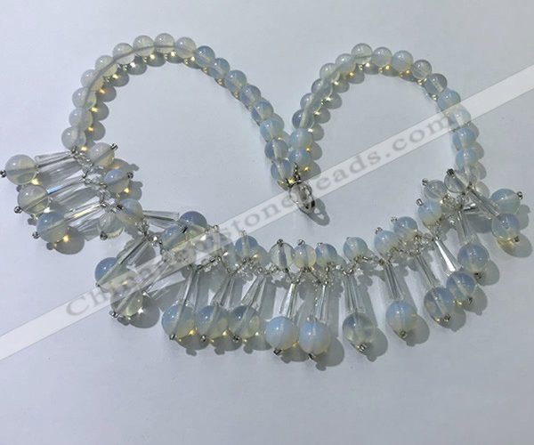 CGN500 21 inches chinese crystal & opal beaded necklaces