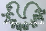 CGN501 21 inches chinese crystal & green aventurine beaded necklaces