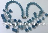 CGN502 21 inches chinese crystal & blue sponge quartz beaded necklaces