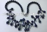 CGN505 21 inches chinese crystal & lapis lazuli beaded necklaces