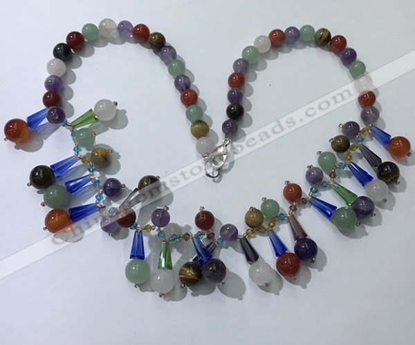 CGN507 21 inches chinese crystal & mixed gemstone beaded necklaces